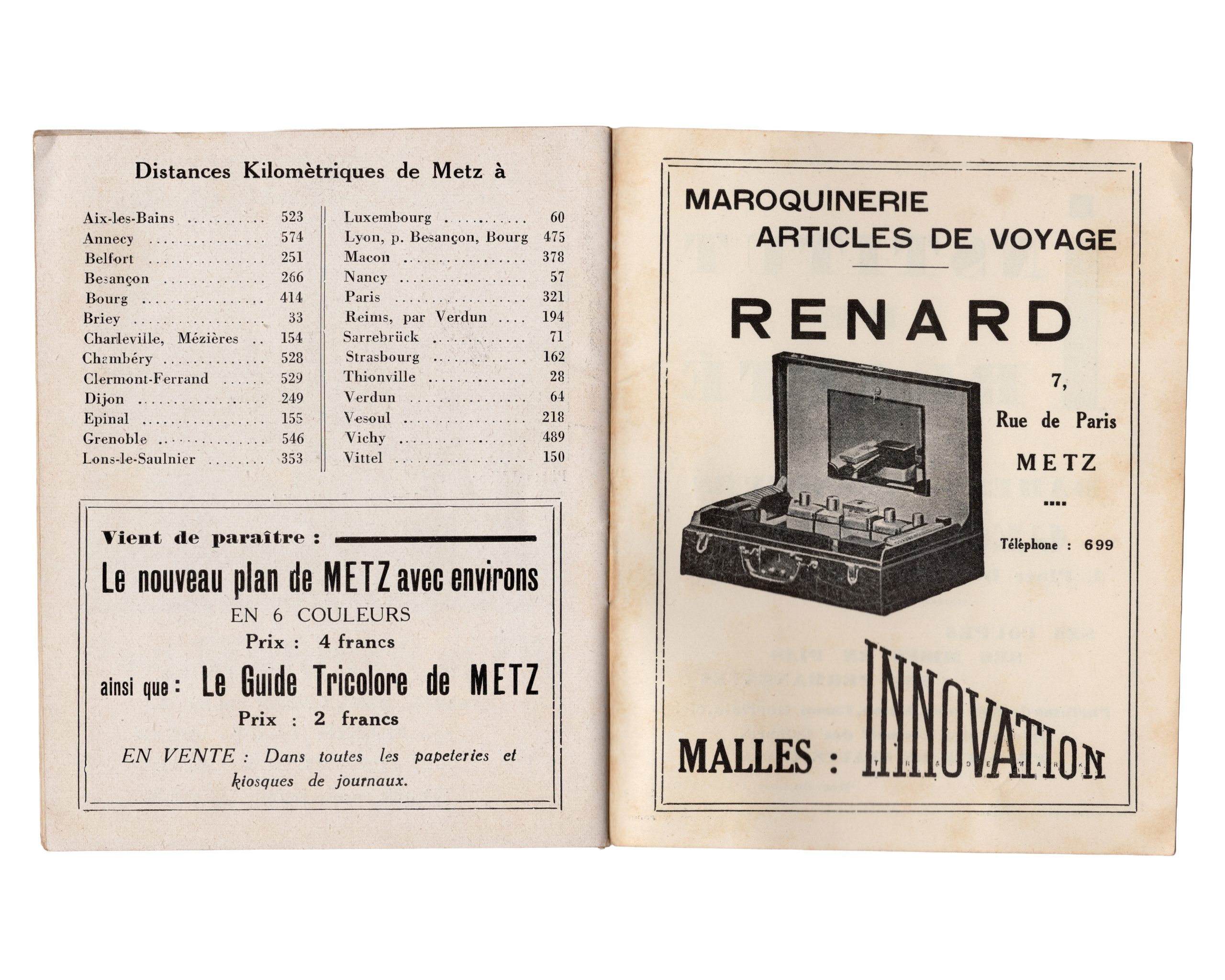 Petit guide touristique Metz Moselle années 1930 Extension Touristique Française
