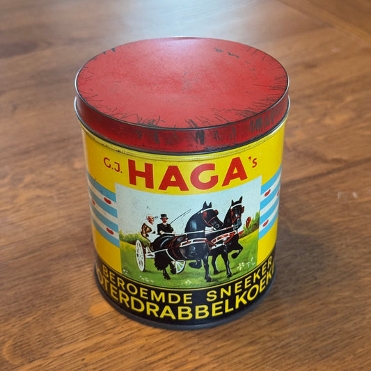 C.J. Haga’s Sneeker Drabbelkoek Blik – Friesland ca. 1950s