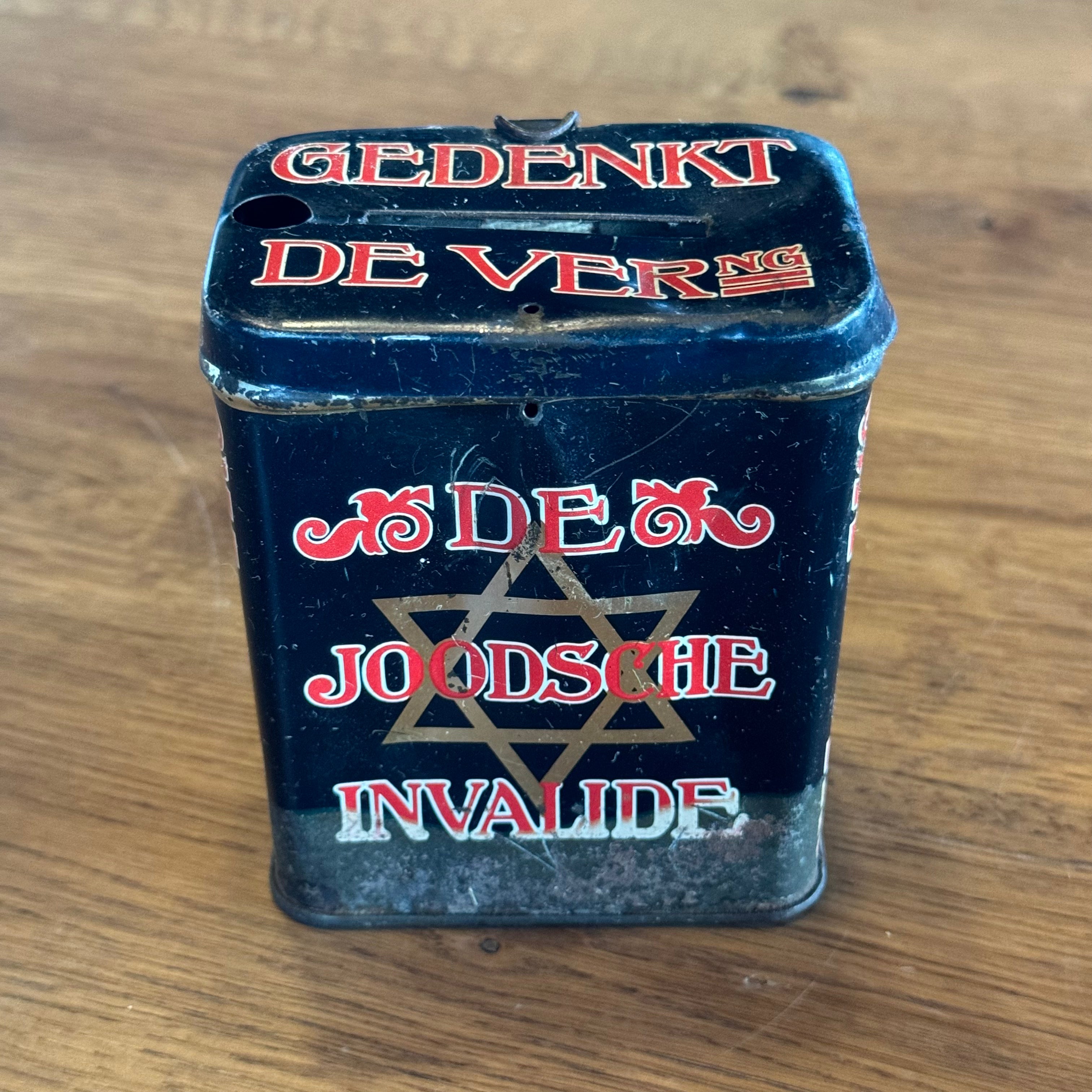 Zeldzaam Antiek Collecte Blik van De Joodsche Invalide The Collectionist