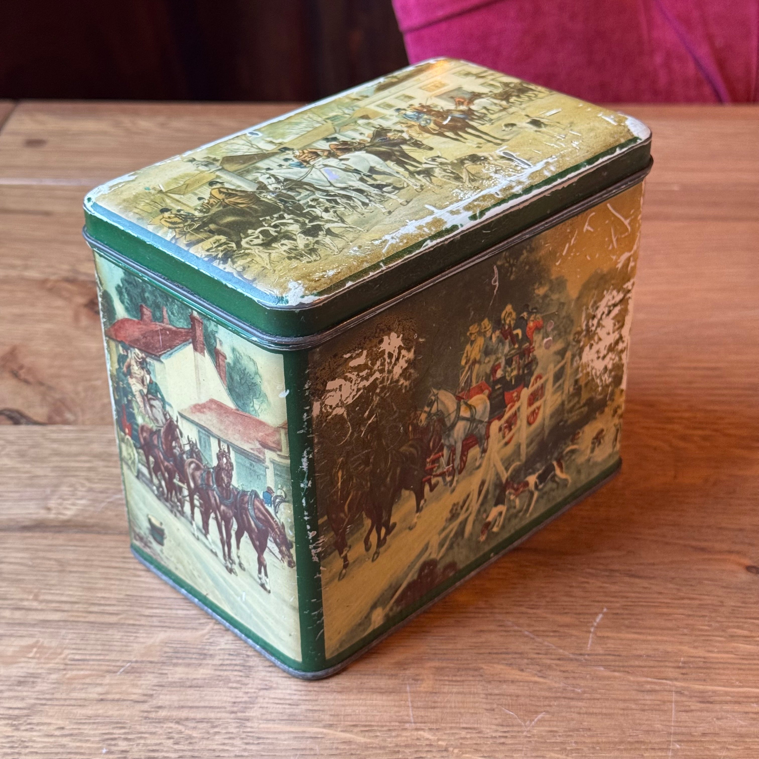 Vintage De Gruyter Blik - Engels Jachttafereel & Postkoets - Shabby Chic (Jaren '50)