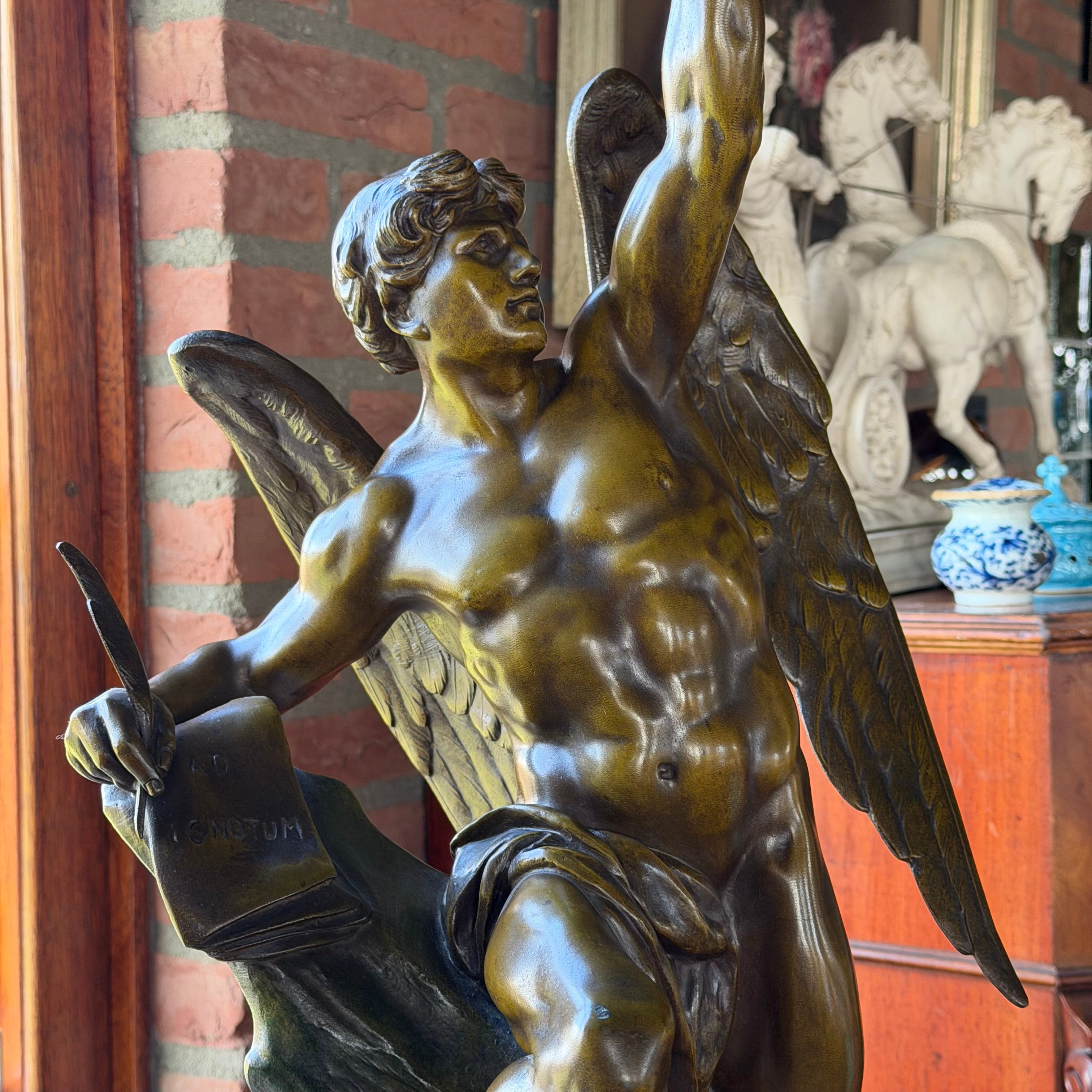 Monumentaal Frans Beeld ‘Génie Humain’ – naar Émile Picault, Parijse Gieting ca. 1900