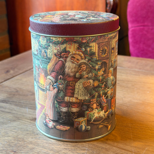 Set van drie kerstblikken met nostalgische kerstmanillustratie