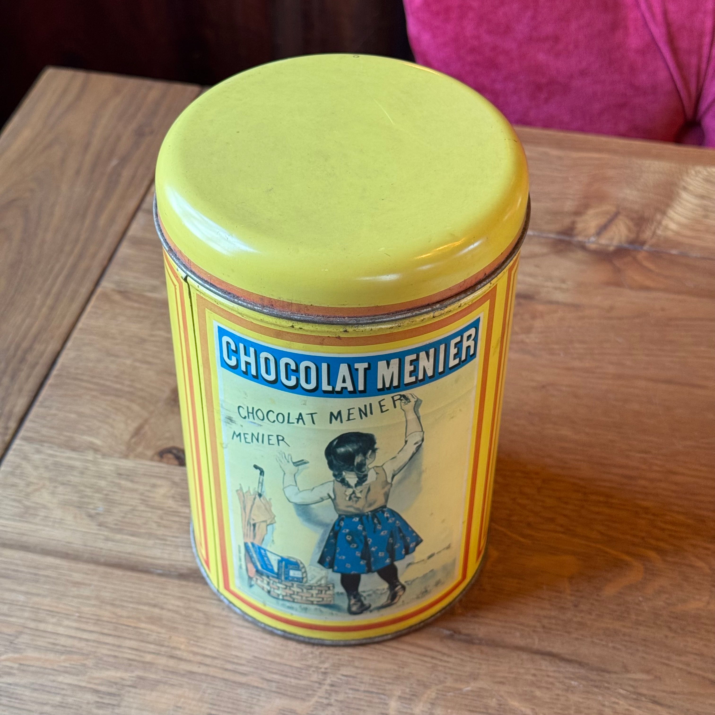 Chocolat Menier Yellow Tin with Illustration