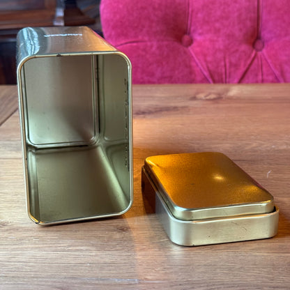 Lavazza “Majestic Espresso Experience” storage tin – gold-colored with baroque print