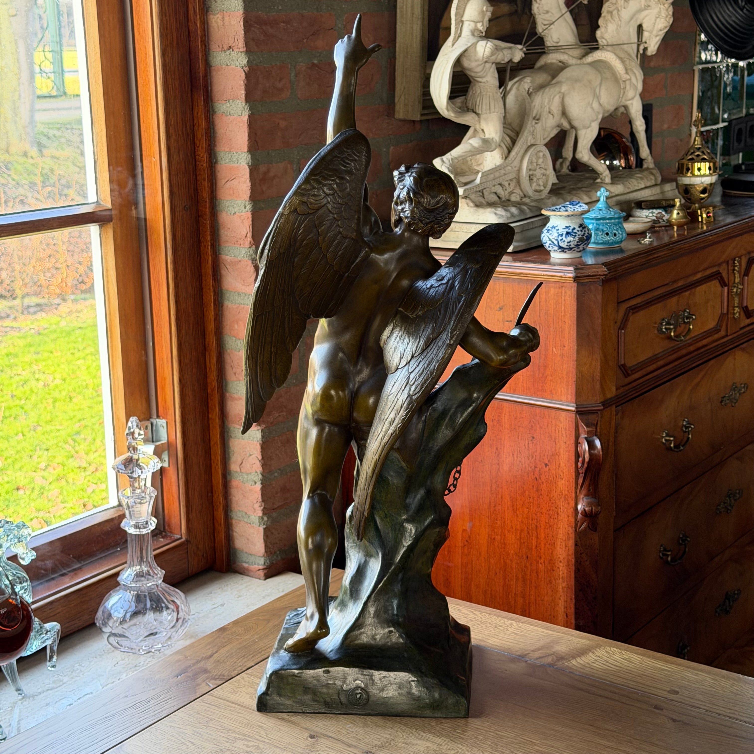 Monumentaal Frans Beeld ‘Génie Humain’ – naar Émile Picault, Parijse Gieting ca. 1900