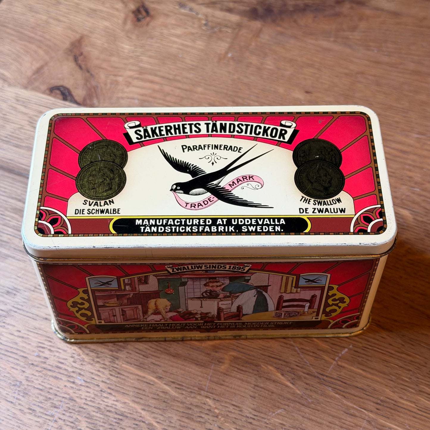 Zwaluw Veiligheids-Tandstickor Blik – Uddevalla Zweden