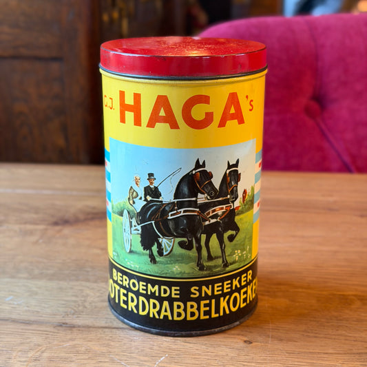 Vintage koekblik G.J. Haga Jr. Sneek – Sneeker Boterdrabbelkoeken