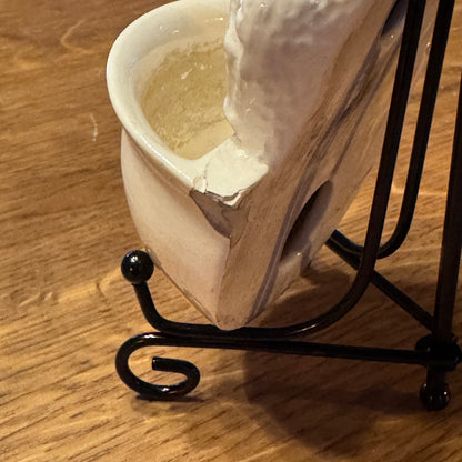 Vintage SL Venlo Herz-Jesu-Statue mit Weihwasserbecken – Keramik – Niederlande