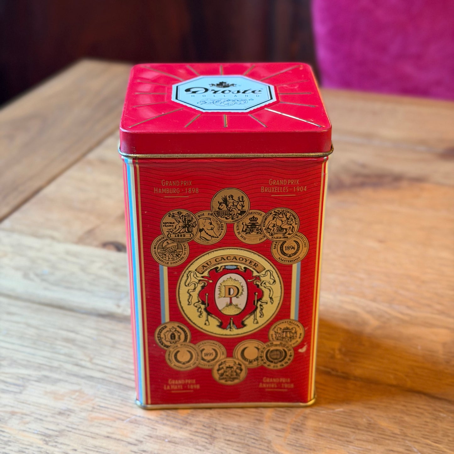 Droste's Cacao 125 Year Anniversary Tin with Flamingo Illustration (1988)