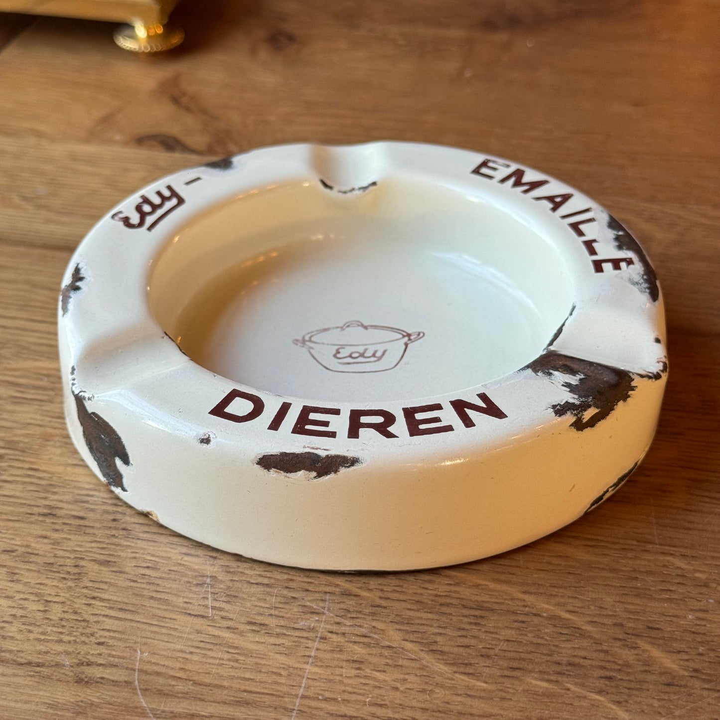 Edy Emaille Reclame Asbak – Dieren – jaren 60 – zeldzaam Nederlandsch emaille