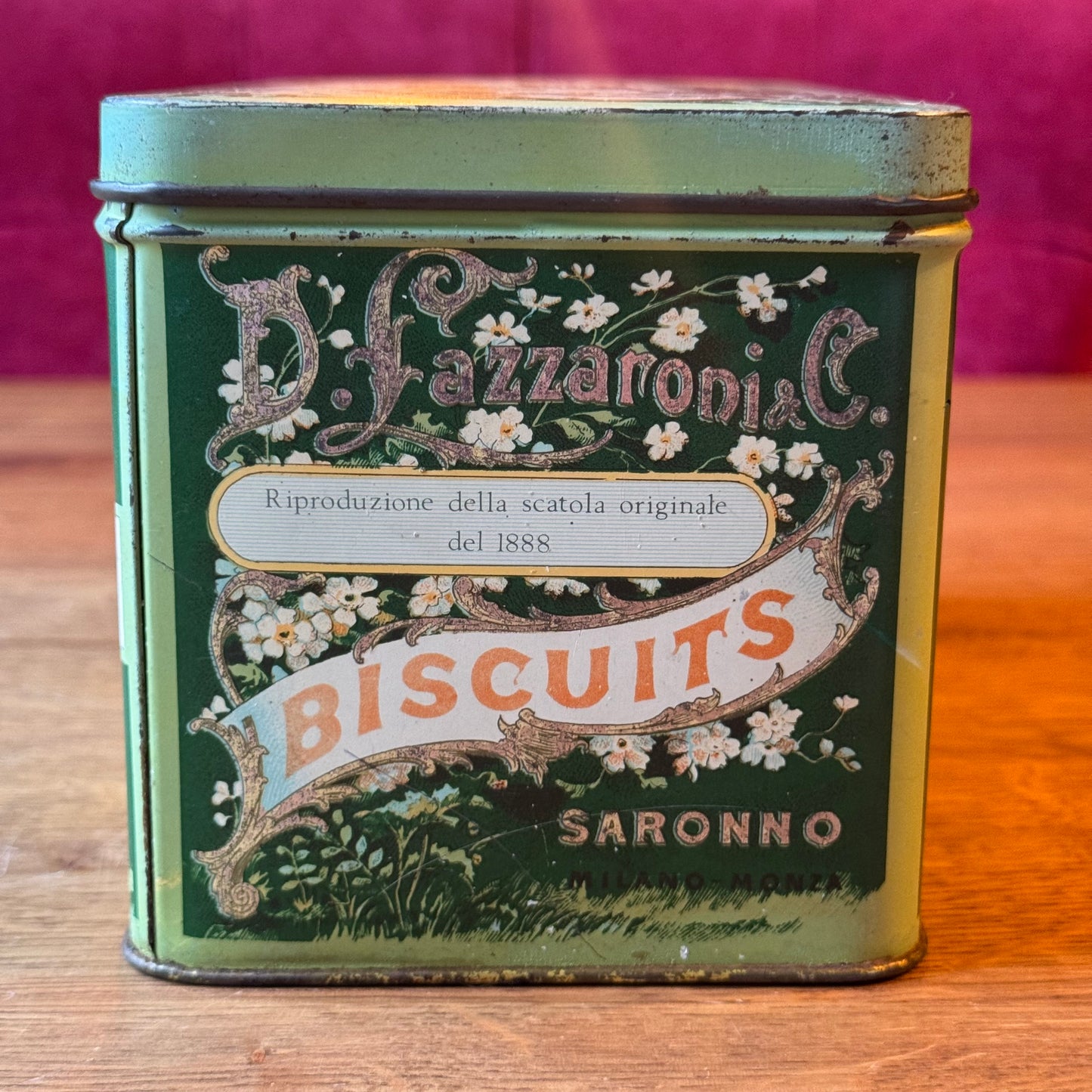 Vintage Blik D. Lazzaroni & C. Biscuits - Saronno - Reproductie 1888