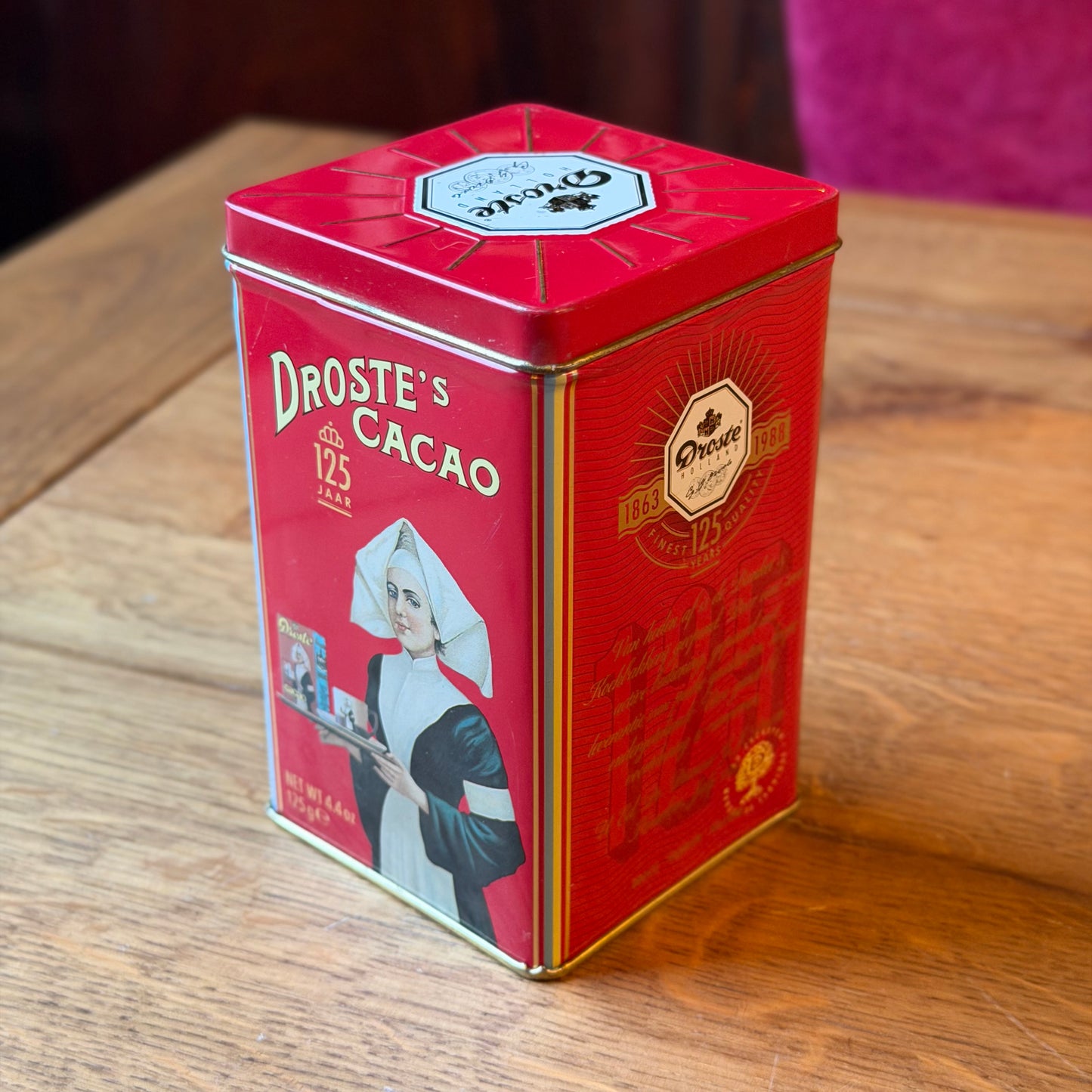 Droste's Cacao 125 Year Anniversary Tin with Flamingo Illustration (1988)