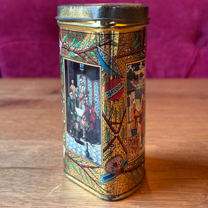 Antiek Driehoekig Theeblik - Chinoiserie & Goud Craquelé