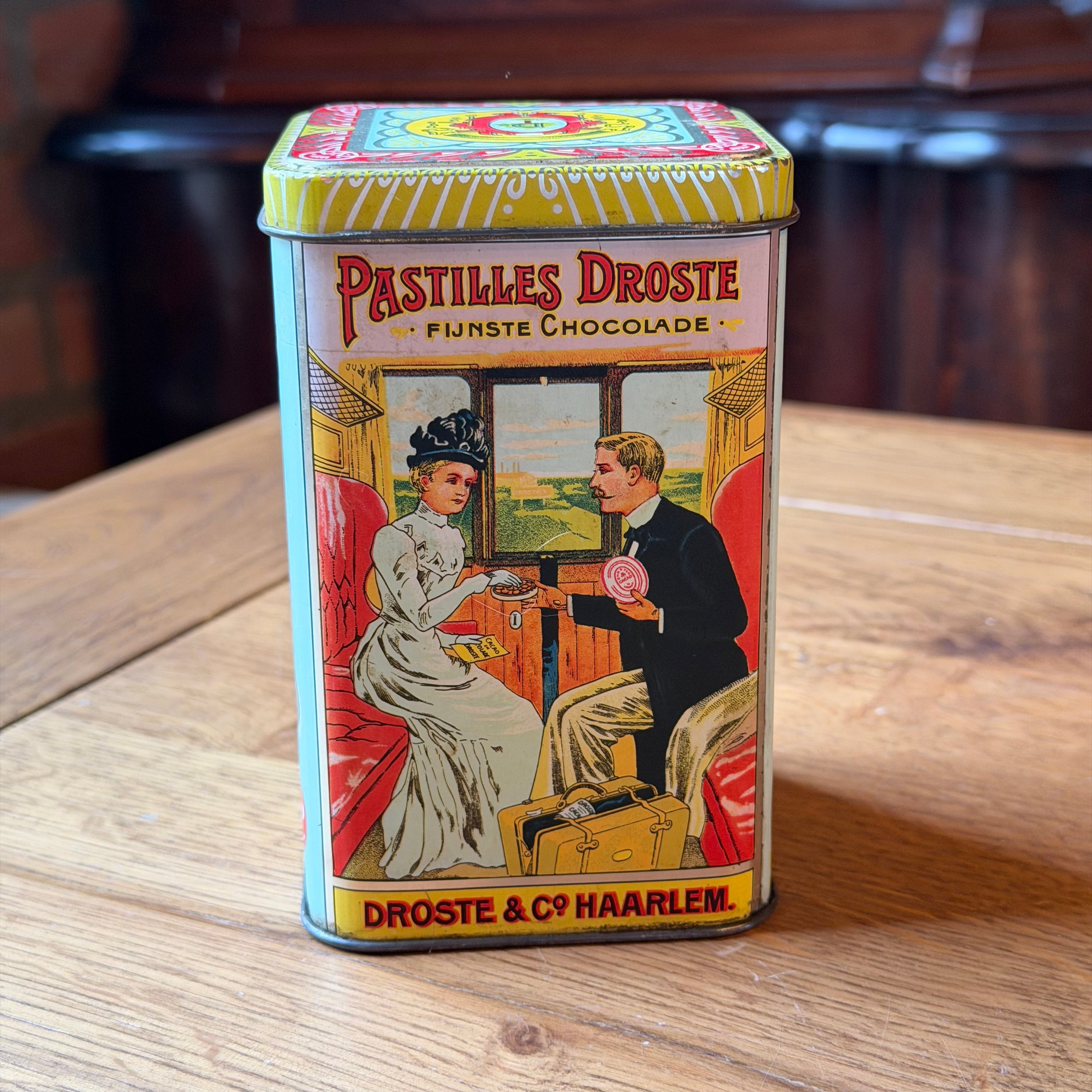 Antike Kakaodose von Droste – Haarlem, ca. 1920–1930