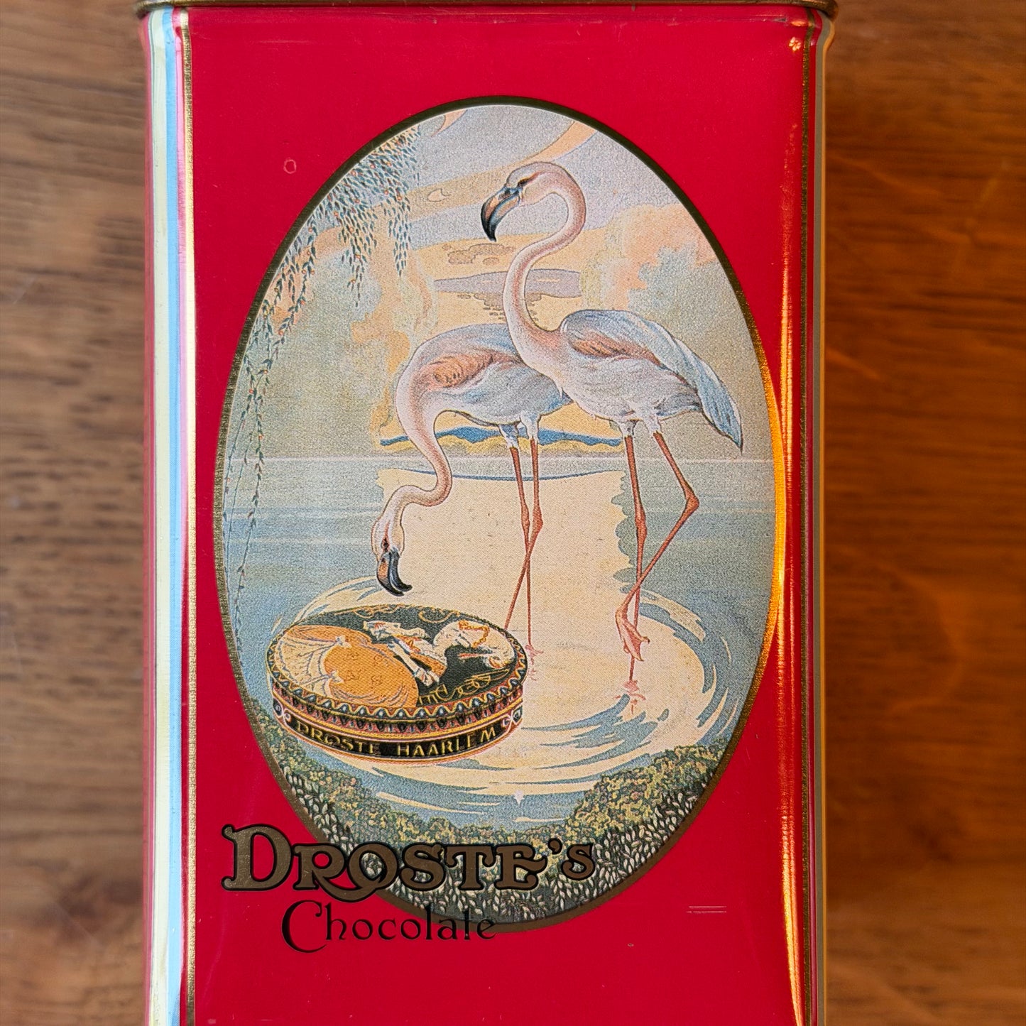 Droste's Cacao 125 Year Anniversary Tin with Flamingo Illustration (1988)