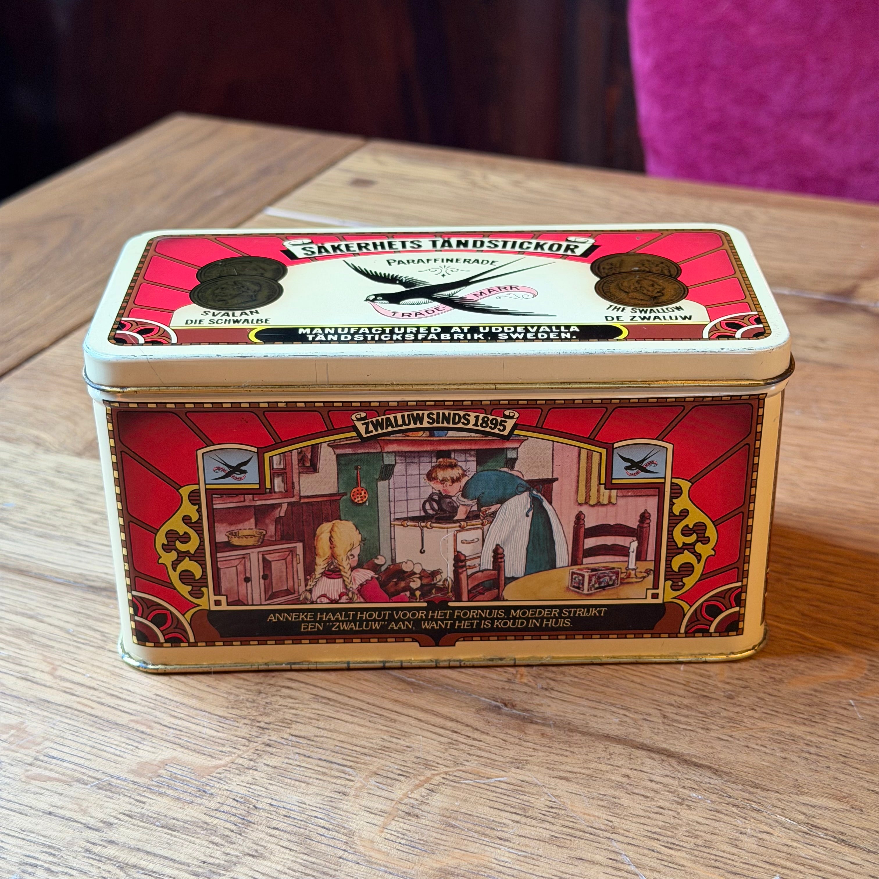 Zwaluw Veiligheids-Tandstickor Blik – Uddevalla Zweden