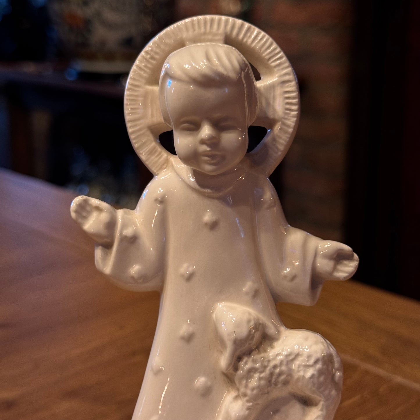 Vintage SL Venlo Herz-Jesu-Statue mit Weihwasserbecken – Keramik – Niederlande