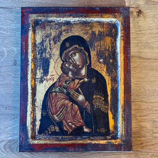 Byzantine Icon – Mother of God Eleusa – Hand-painted Mount Athos (Certified)