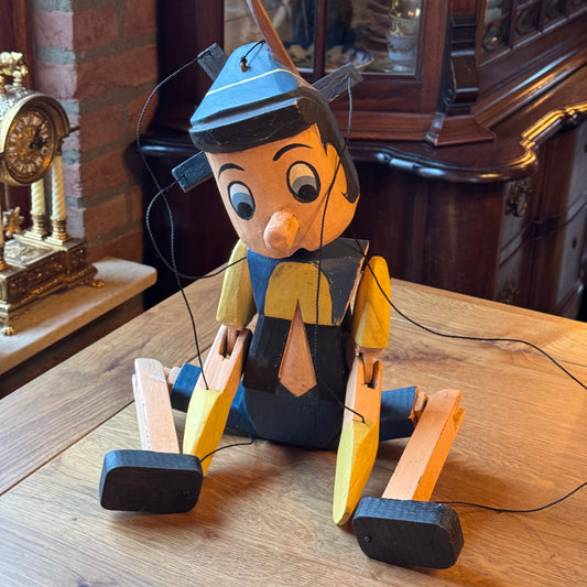 Grote houten Pinokkio marionet – handbeschilderd – ca. 60 cm