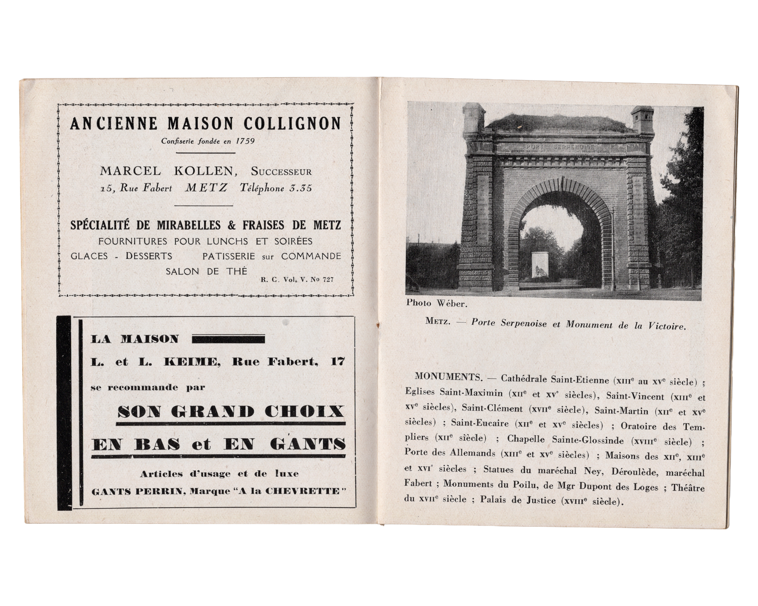 Petit guide touristique Metz Moselle années 1930 Extension Touristique Française
