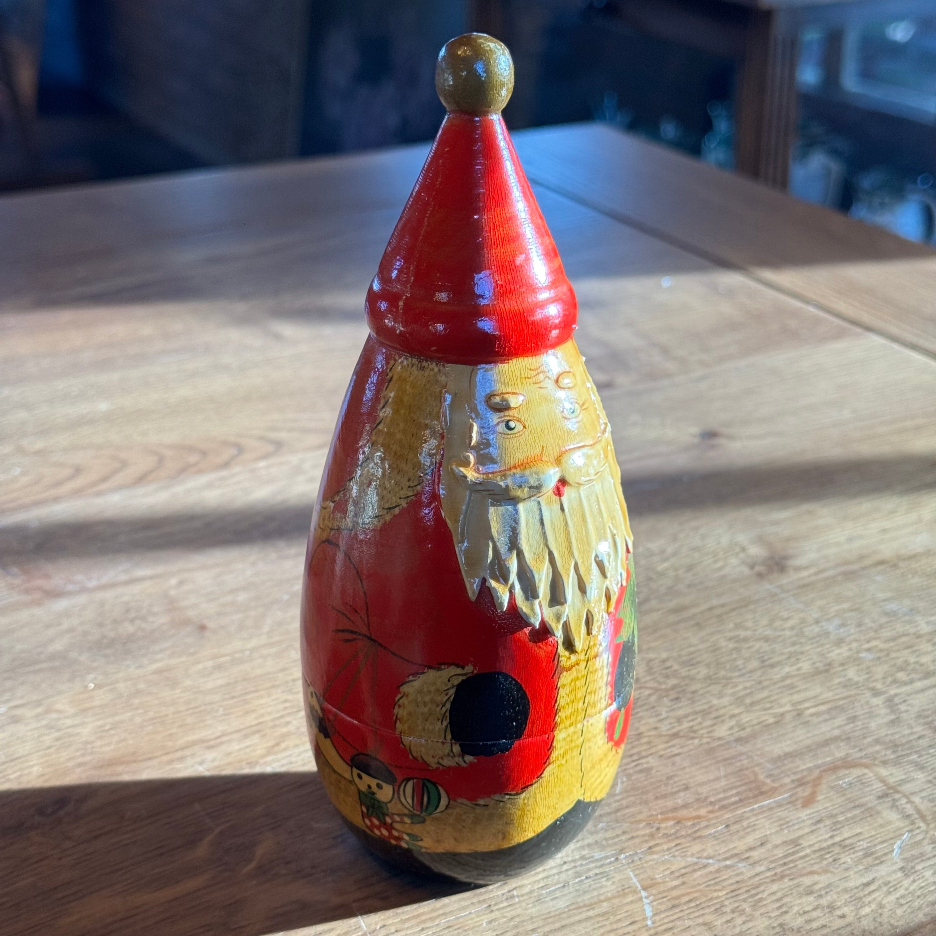 Set van 4 houten kerstdorpen Matroesjka kerstmannen – handbeschilderd