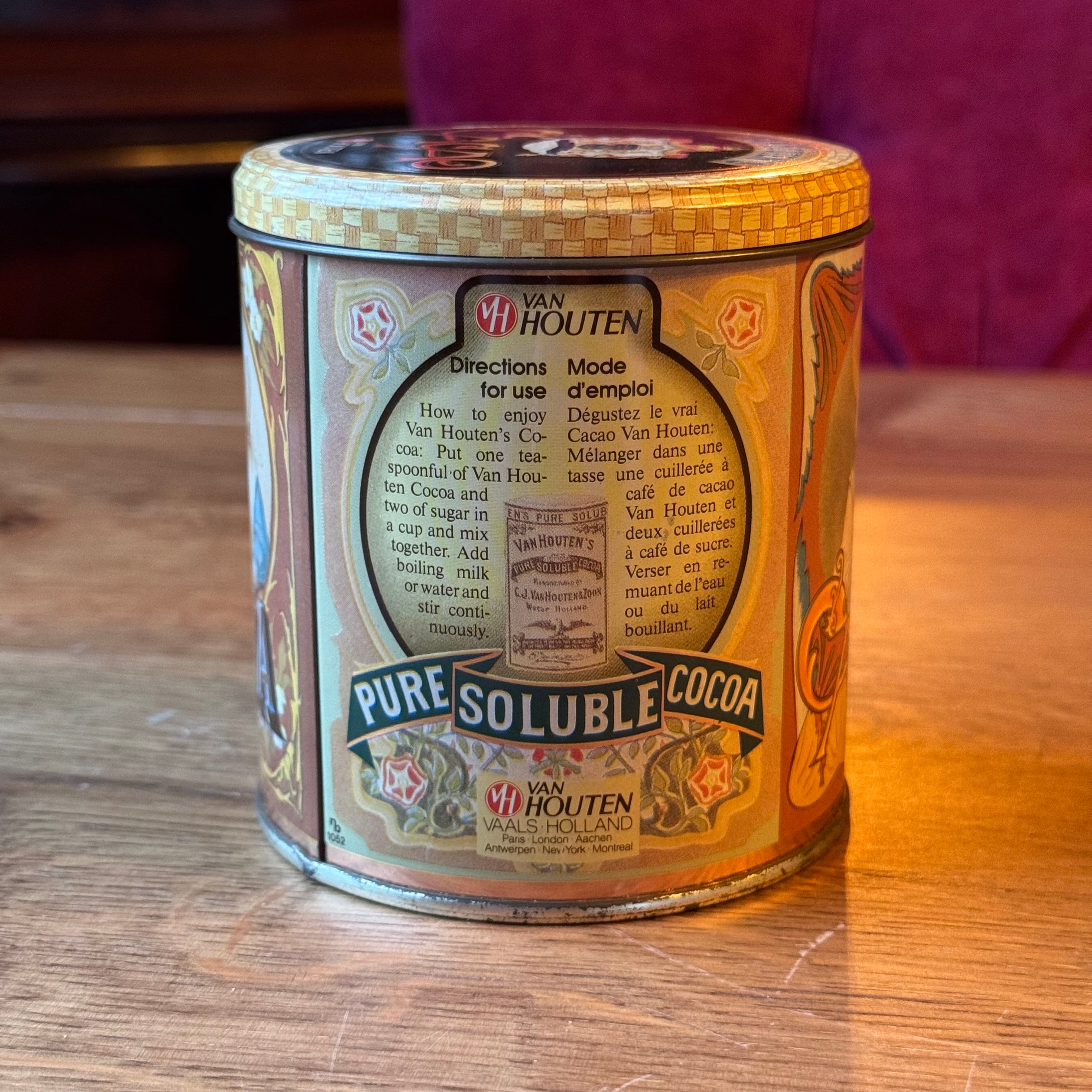 Vintage Wooden Cocoa Tin - Unopened with Contents - Art Nouveau Style