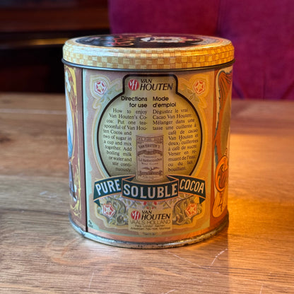 Vintage Blik Van Houten Cacao - Ongeopend met Inhoud - Art Nouveau Stijl