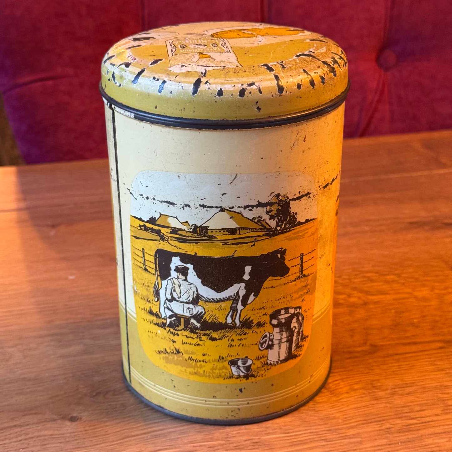 Vintage Biscuit Tin Van der Meulen - Hallum (Friesland) - Chicken &amp; Farmer