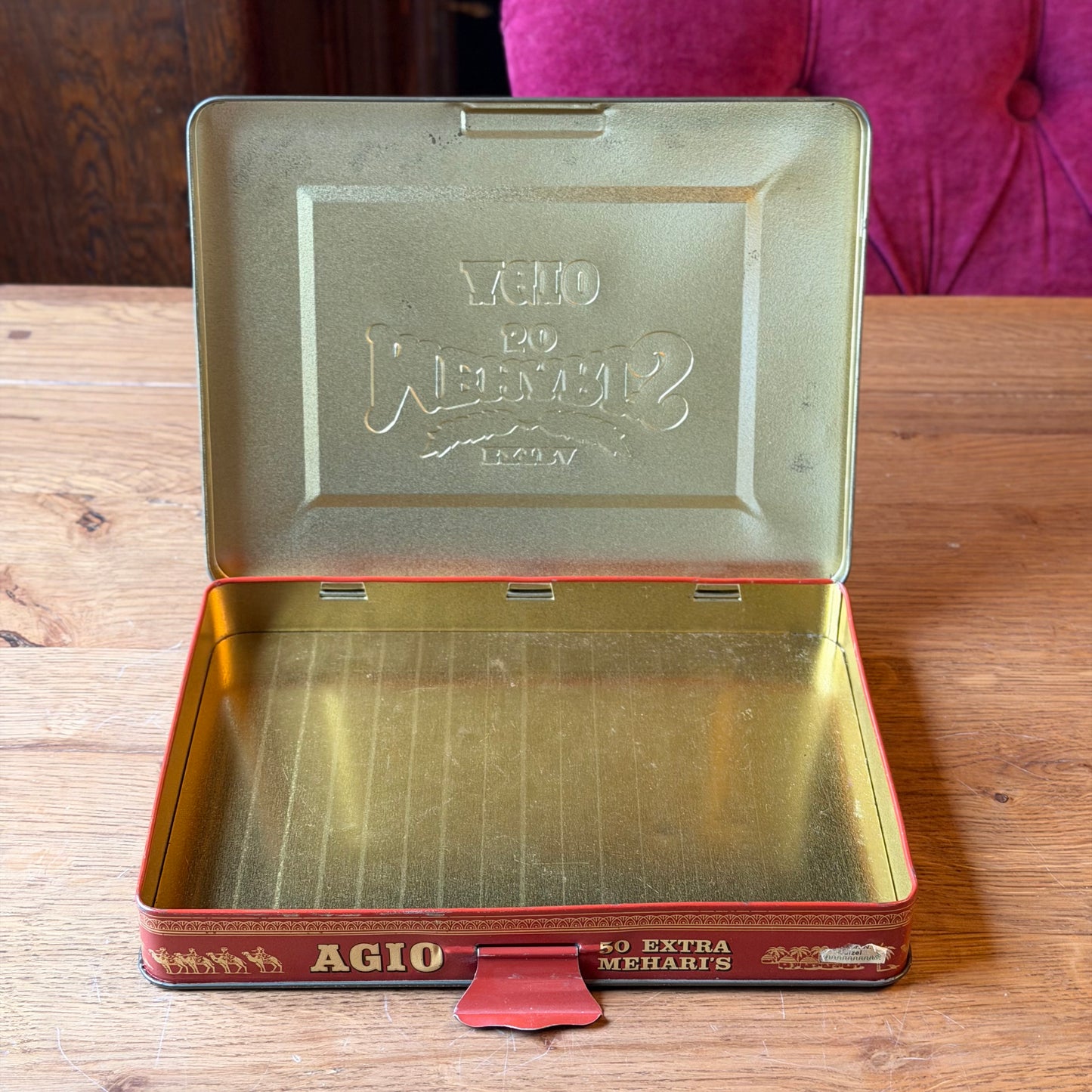 Vintage sigarenblik AGIO “Extra Mehari’s” – 50 Senoritas – lithografisch blik