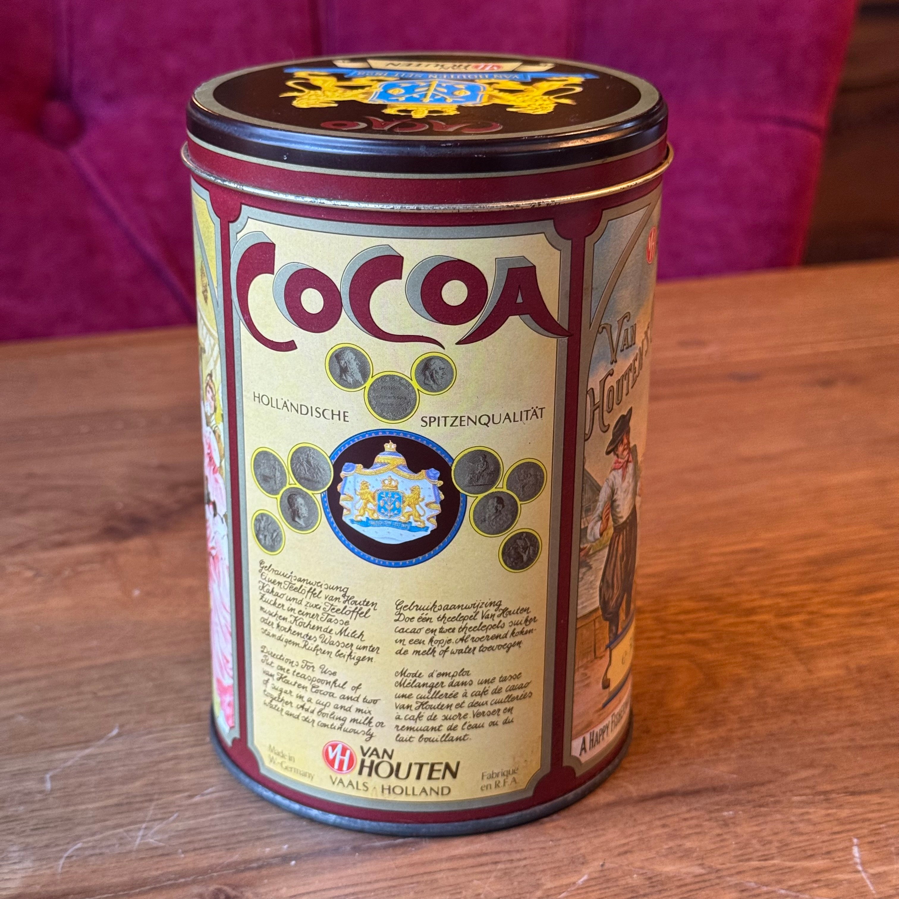 Van Houten cocoa tin – lithographic advertising tin, ca. 1980