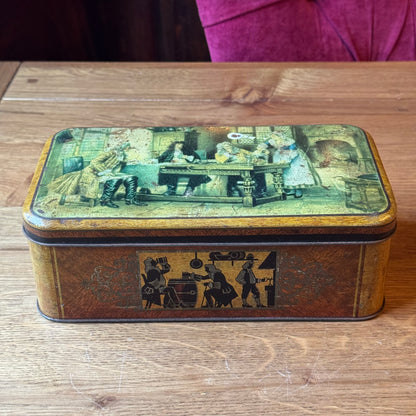 Vintage Engels Blik - Taverne Tafereel & Silhouetten - Old Masters Stijl (Jaren '50)