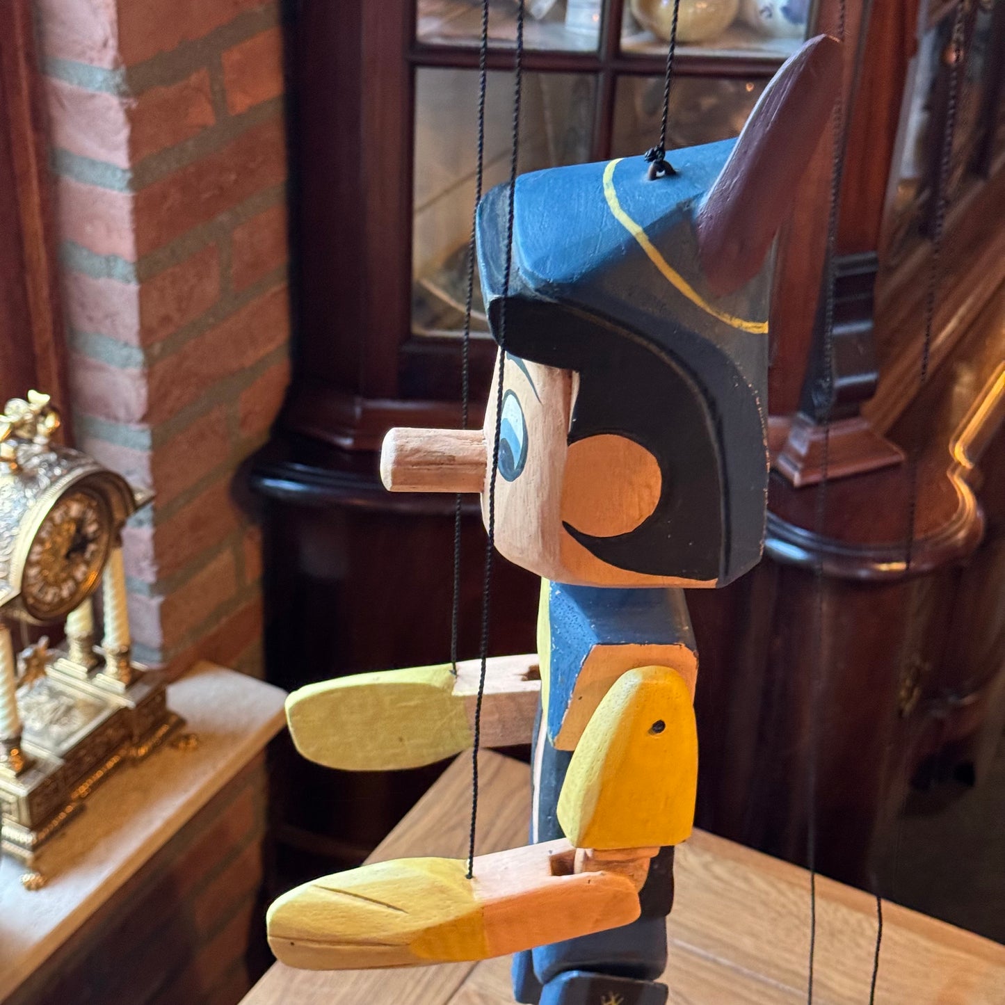 Grote houten Pinokkio marionet – handbeschilderd – ca. 60 cm