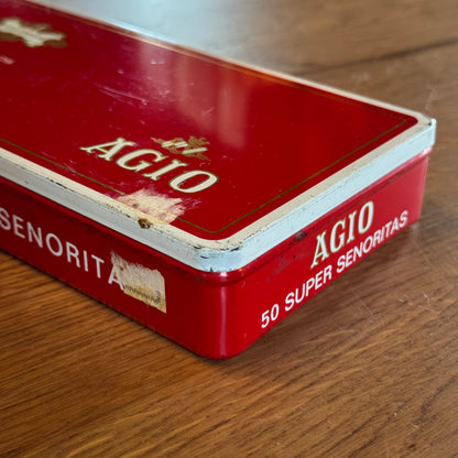 Agio Super Señorita tin with vintage matchboxes and rolling papers – 1960s