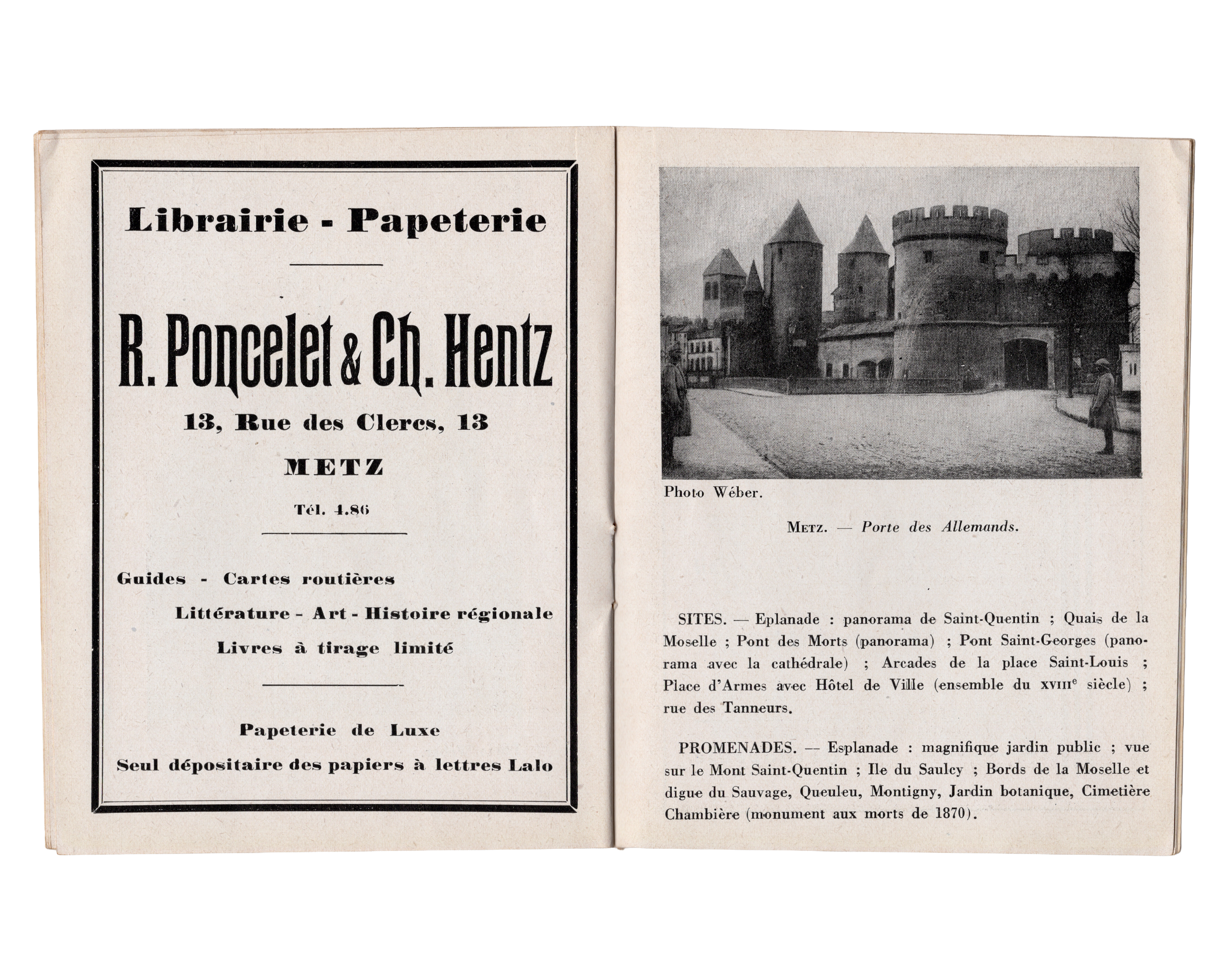 Petit guide touristique Metz Moselle années 1930 Extension Touristique Française
