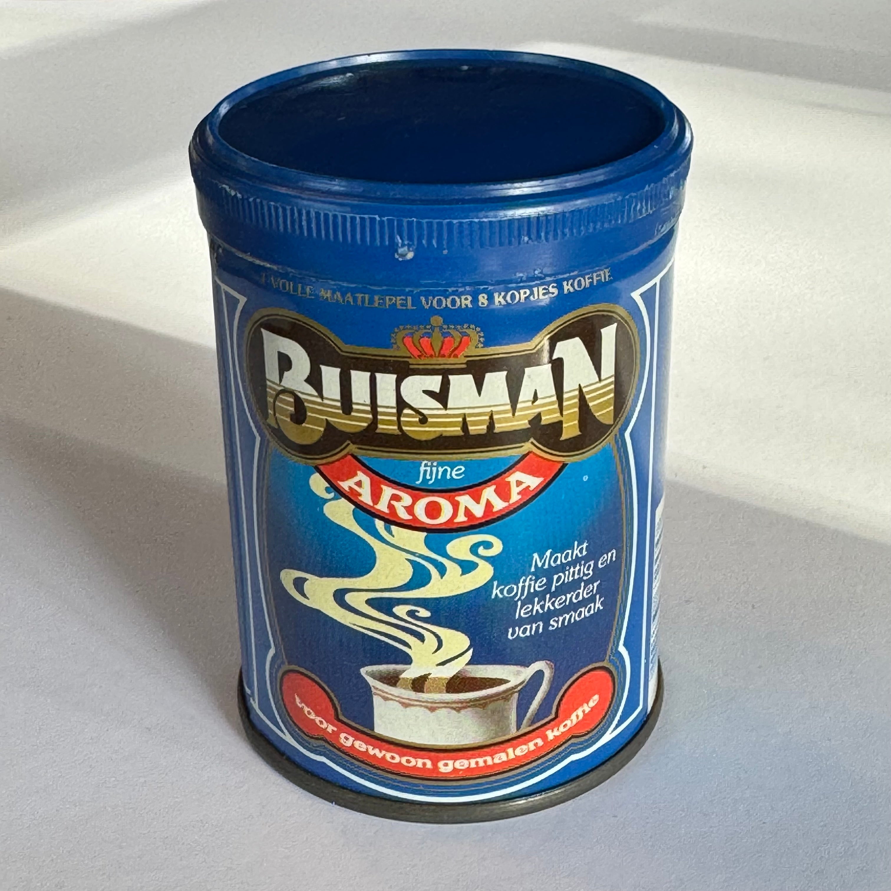 Buisman Fijne Aroma koffiebus met originele maatlepel (ca.1980s)