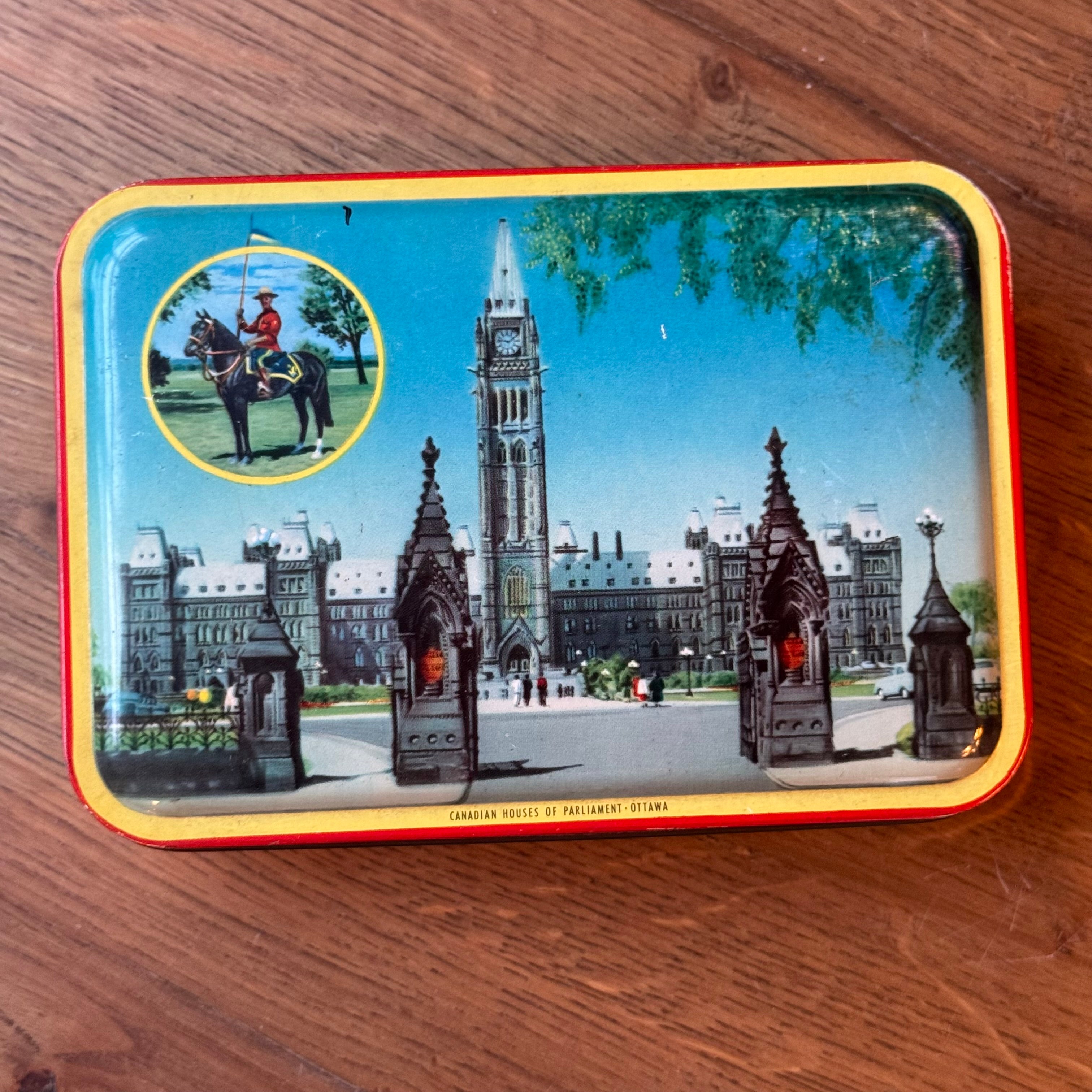 Blue Bird Toffee Tin – Canadian Houses of Parliament, Ottawa – ca. 1950–1960