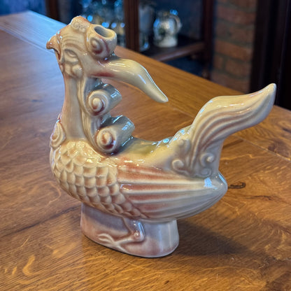 Keramieken Phoenix Kruik - Glansglazuur in crème-roze, 20e eeuw