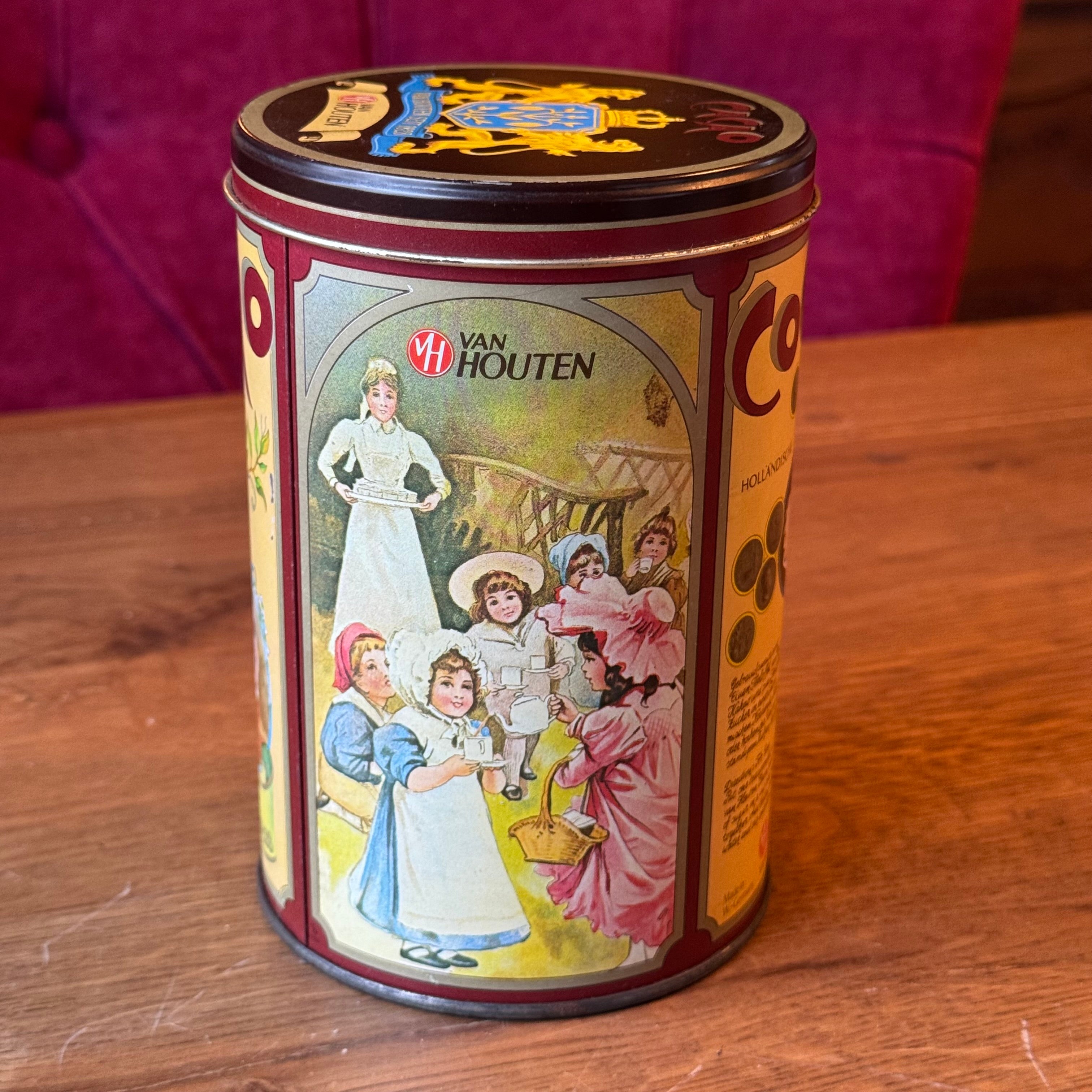 Van Houten cocoa tin – lithographic advertising tin, ca. 1980
