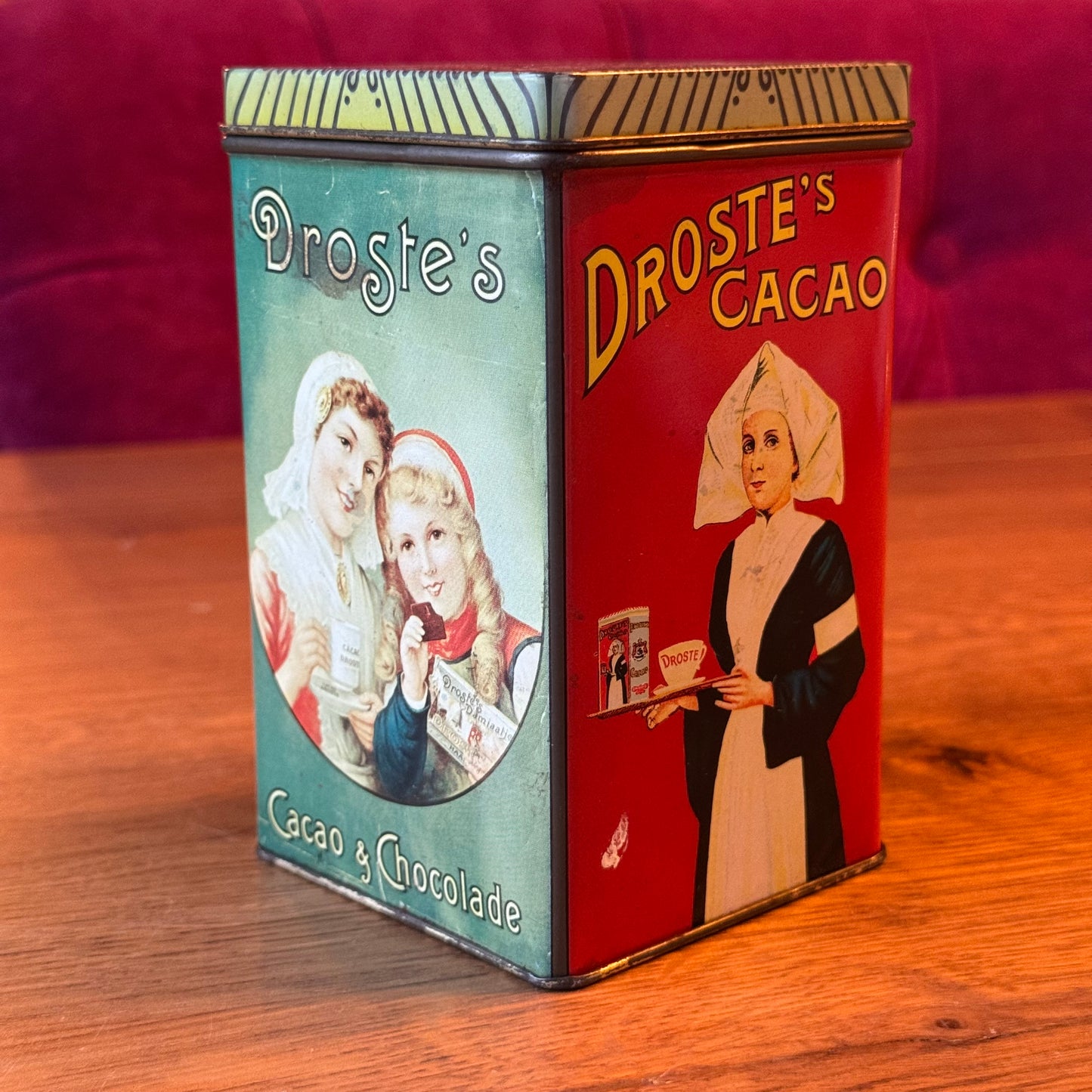Vintage Blik Droste's Cacao & Chocolade - Verpleegster & Meisjes - Haarlem
