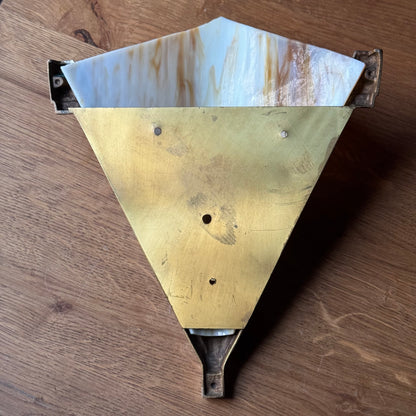 Art Deco-stijl Wandlamp met Marmerlook Glas en Messing Goudframe