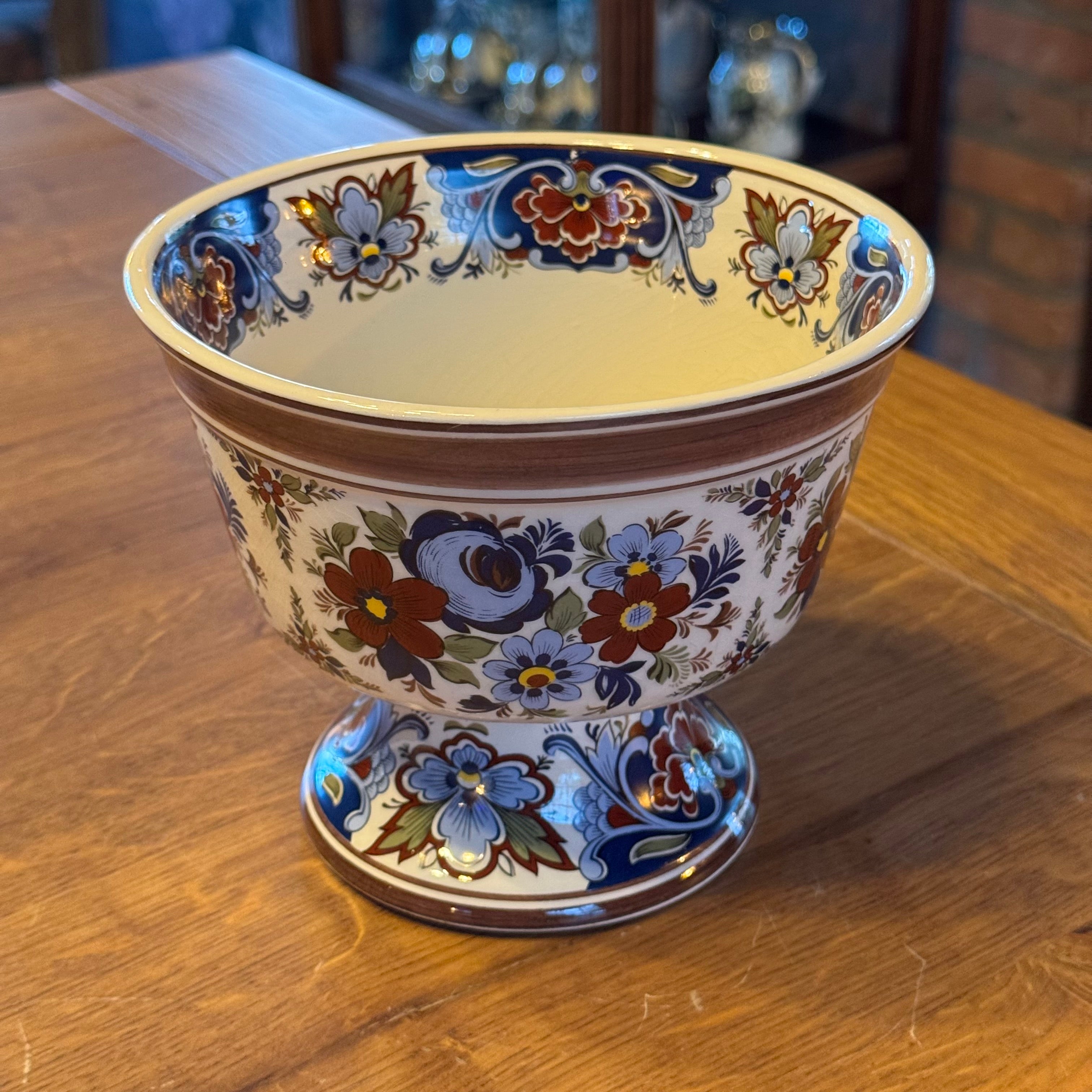 Old Dutch Pottery on Foot – Colorful Hand-painted Bowl