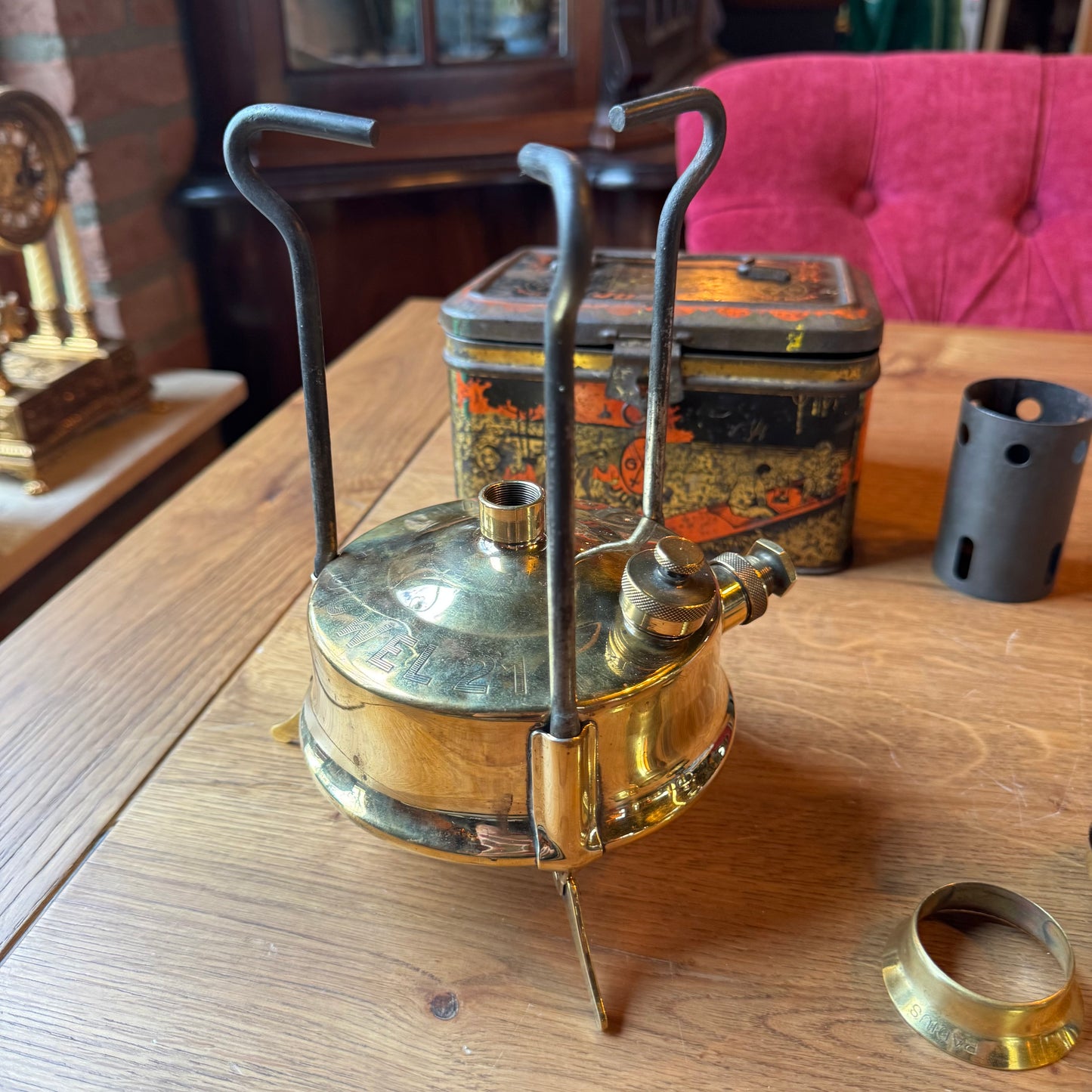 Vintage Juwel petroleumstel met metalen kist – compleet, Duitsland ￼