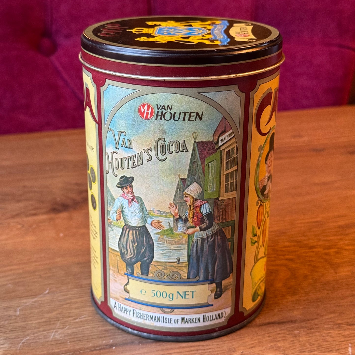 Van Houten cacao blik – lithografisch reclameblik, ca. 1980