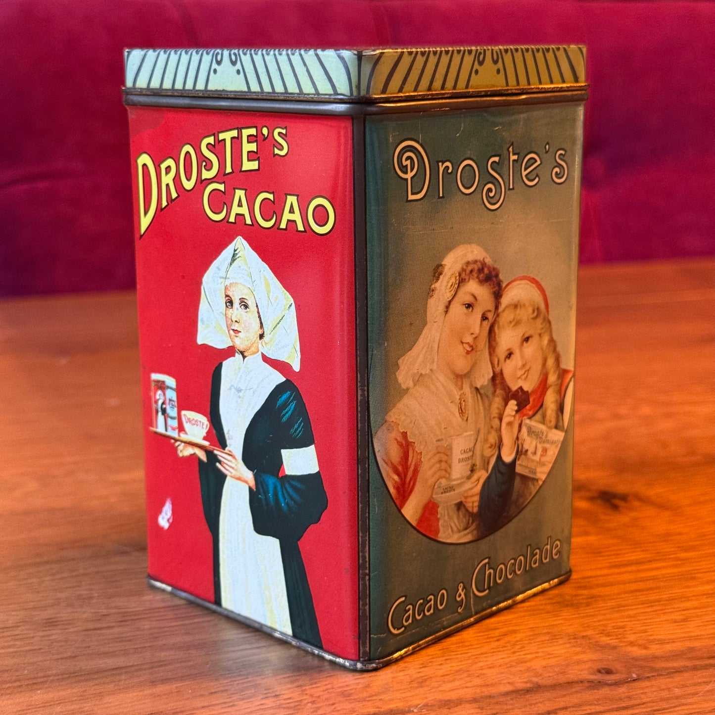 Vintage Blik Droste's Cacao & Chocolade - Verpleegster & Meisjes - Haarlem