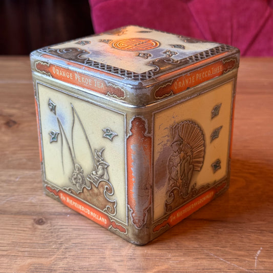 Vintage Niemeijer Orange Pekoe Tea Tin – Relief Decoration – ca. 1930–1940