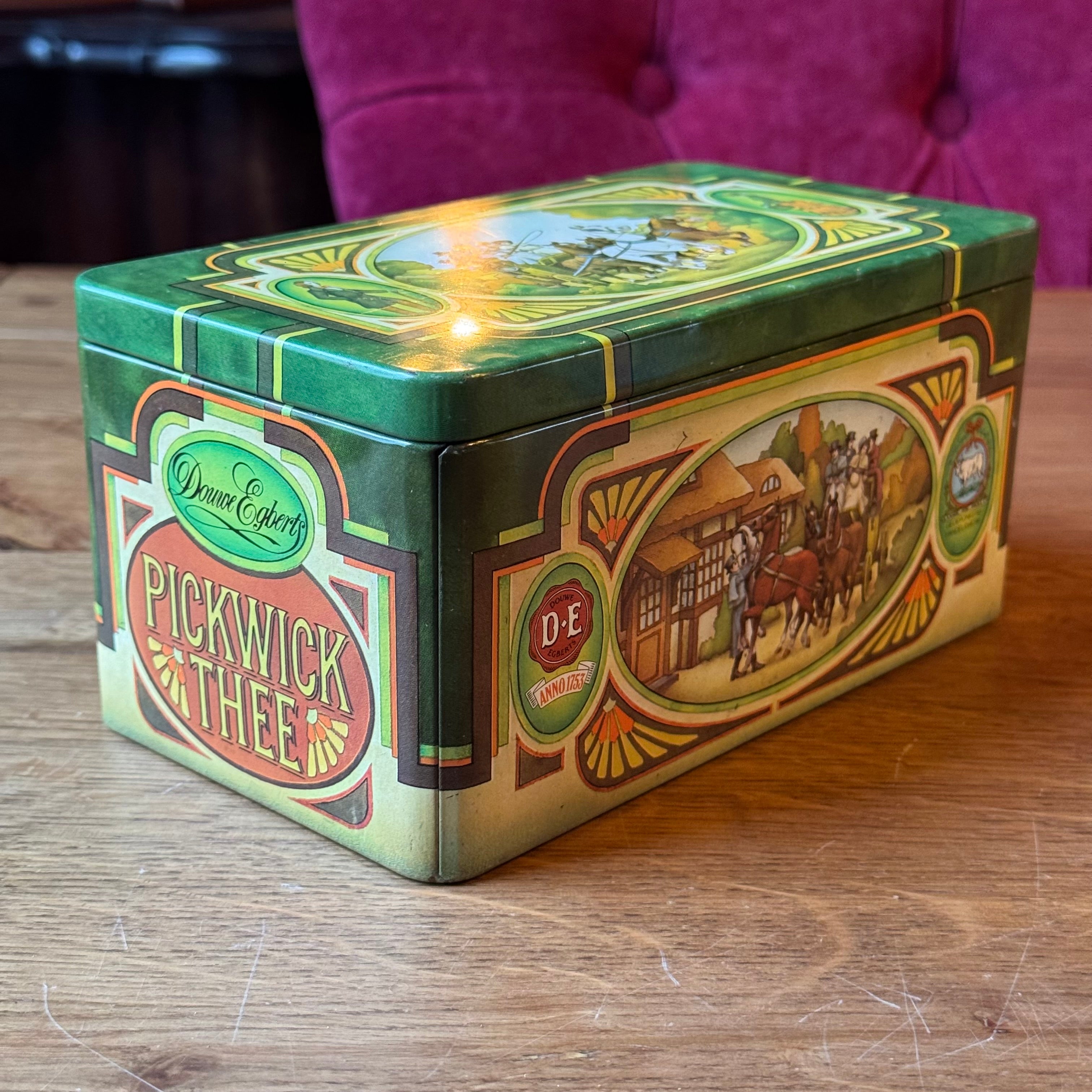Vintage Douwe Egberts Pickwick Teedose – grünes Art-Deco-Design