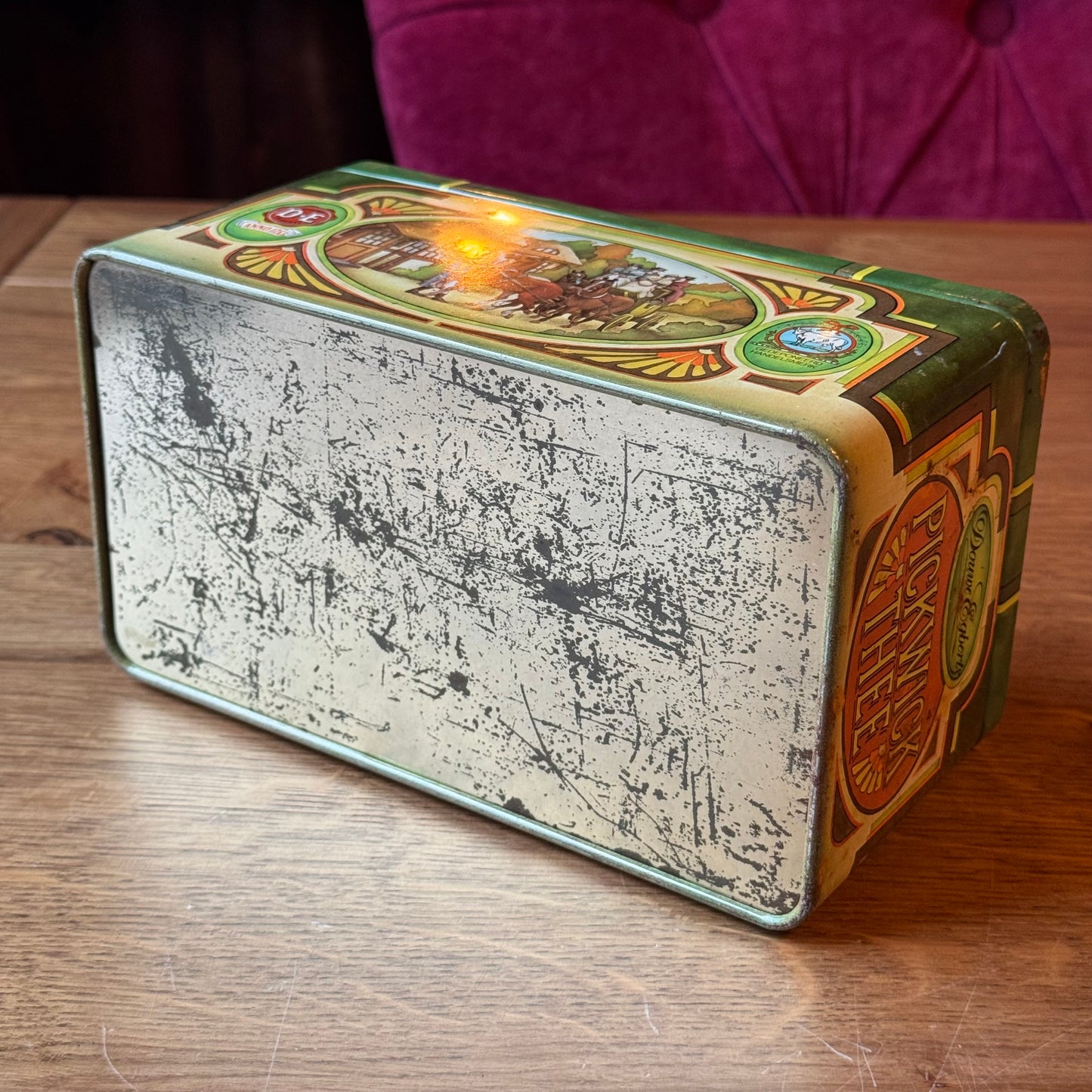 Vintage Douwe Egberts Pickwick Thee Blik – Groene Art-Deco Uitvoering