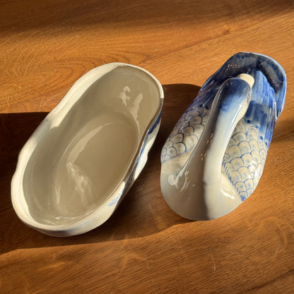 Blue and white swan tureen – hand-painted porcelain