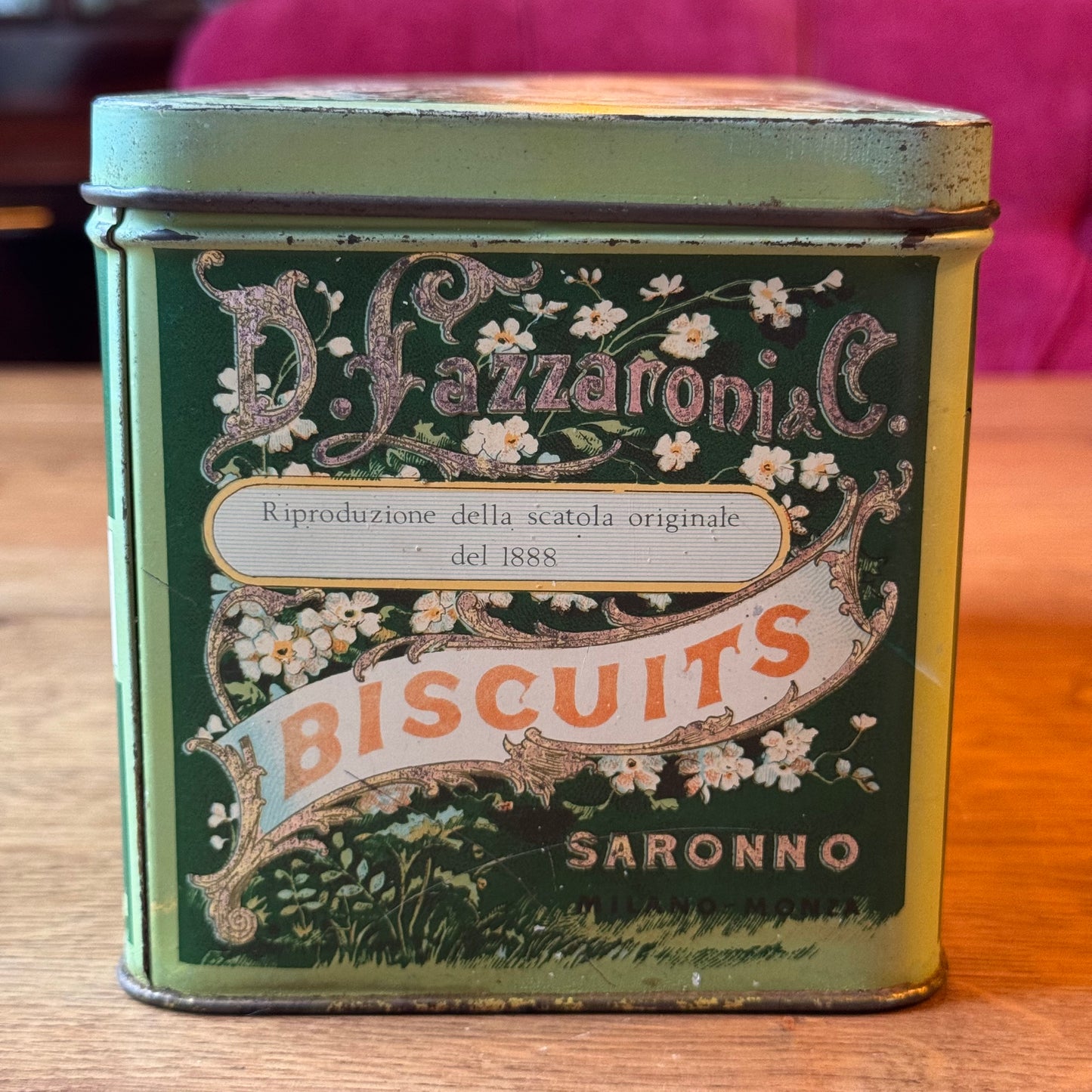 Vintage Blik D. Lazzaroni & C. Biscuits - Saronno - Reproductie 1888