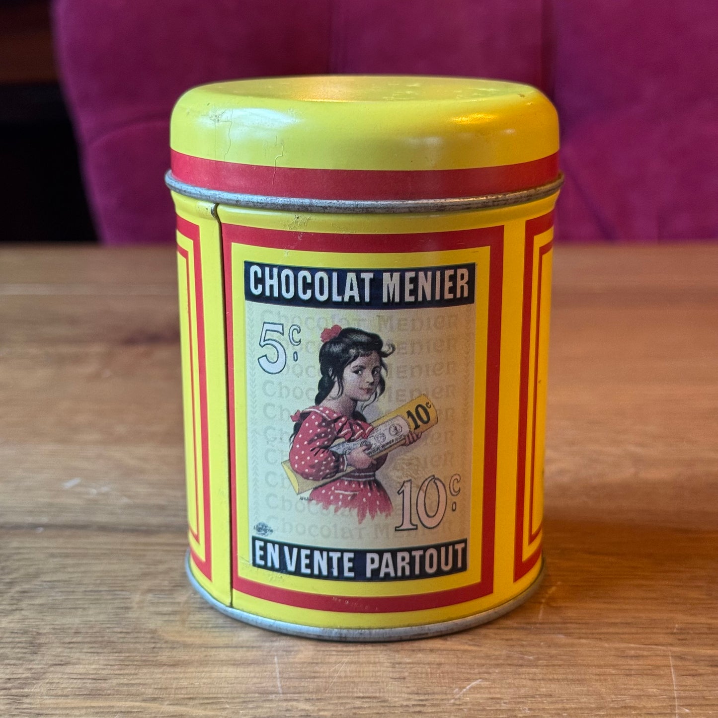 Vintage Blik Chocolat Menier - Geel - Firmin Bouisset Meisje